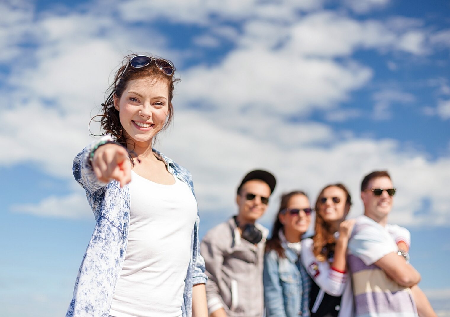 Gruppe, Jugendliche, Mädchen, positiv, Richtung