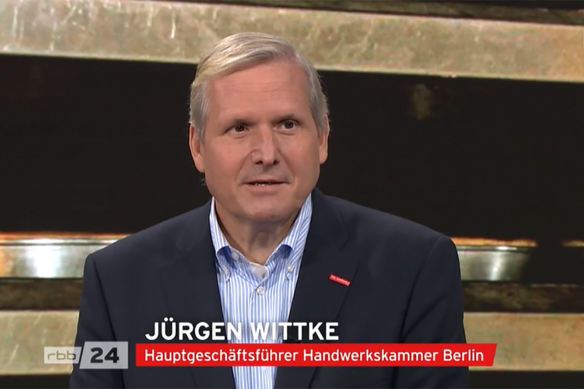 Screenshot des Hauptgeschäftsführers Jürgen Wittke im Interview mit dem rbb24