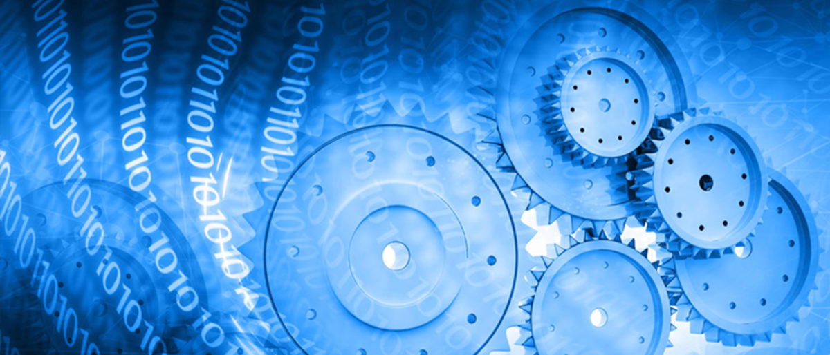 Digitalisierung, Zahnrad, Code, binär, Technologie