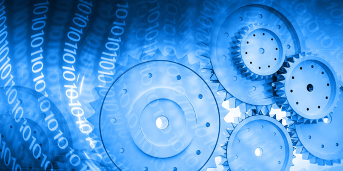 Digitalisierung, Zahnrad, Code, binär, Technologie