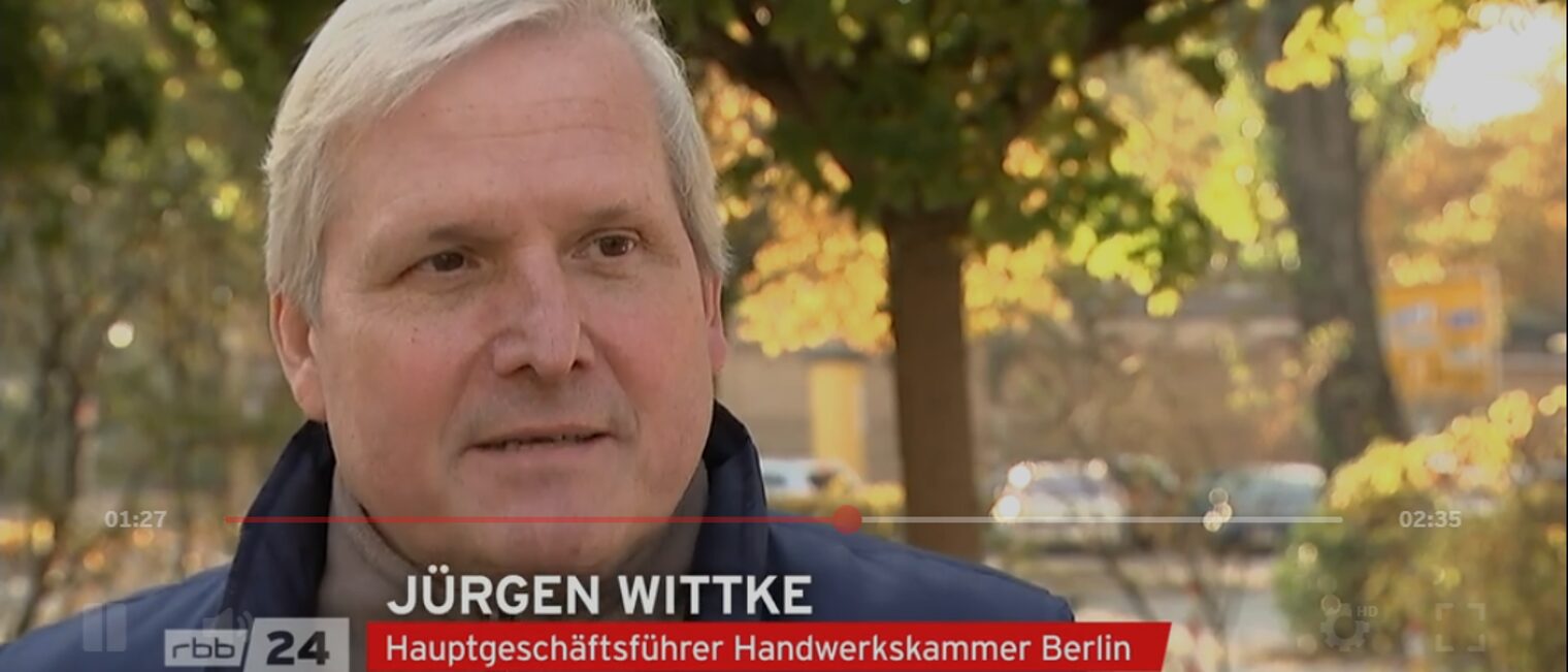 Jürgen Wittke, Hauptgeschäftsführer, Handwerkskammer Berlin, Intervew, rbb, Abendschau