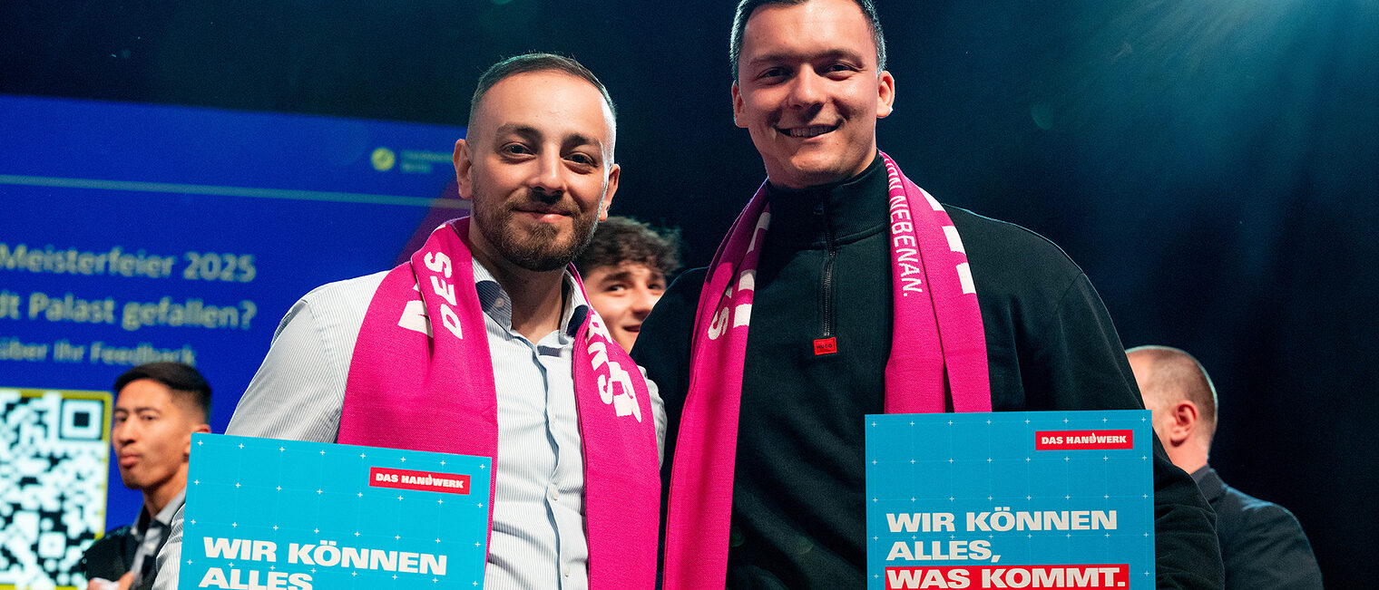 Handwerkskammer Berlin ehrt am 11. Mai 2025 im Friedrichstadt-Palast die Meisterinnen und Meister des Jahrgangs 2024: Doppelportrait
