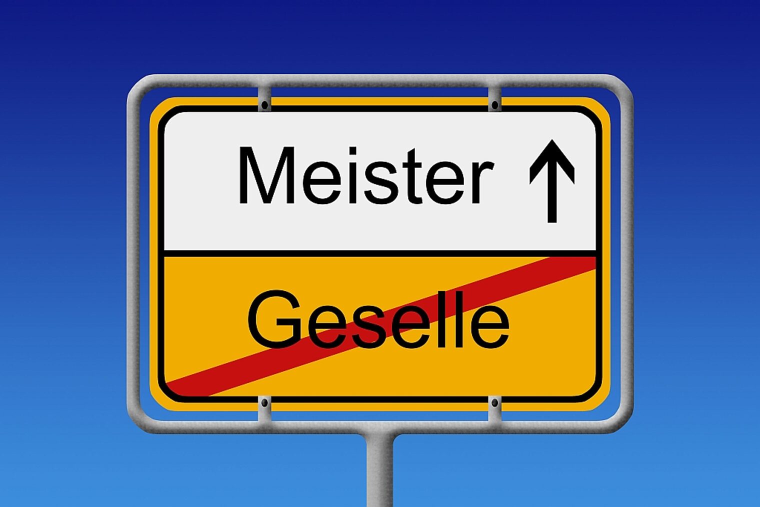 Ortsschild, Geselle, Meister, Weiterbildung, Handwerk, Perspektive