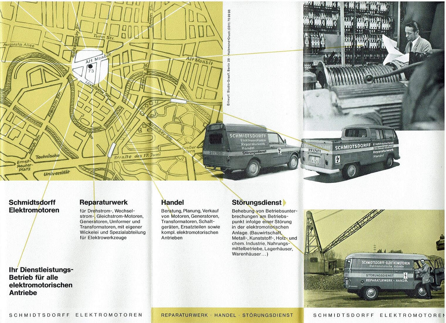 Flyer zum 75-jährigen Firmenjubiläum von Schmidtsdorff Elektromotoren – Teilansicht