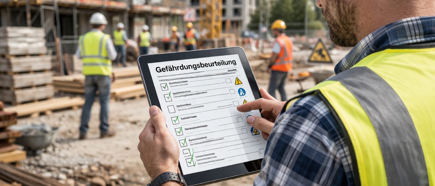 Titelgrafik zum Webinar "Mehr Sicherheit, weniger Aufwand: So erstellst du Gefährdungsbeurteilungen in Minuten." 