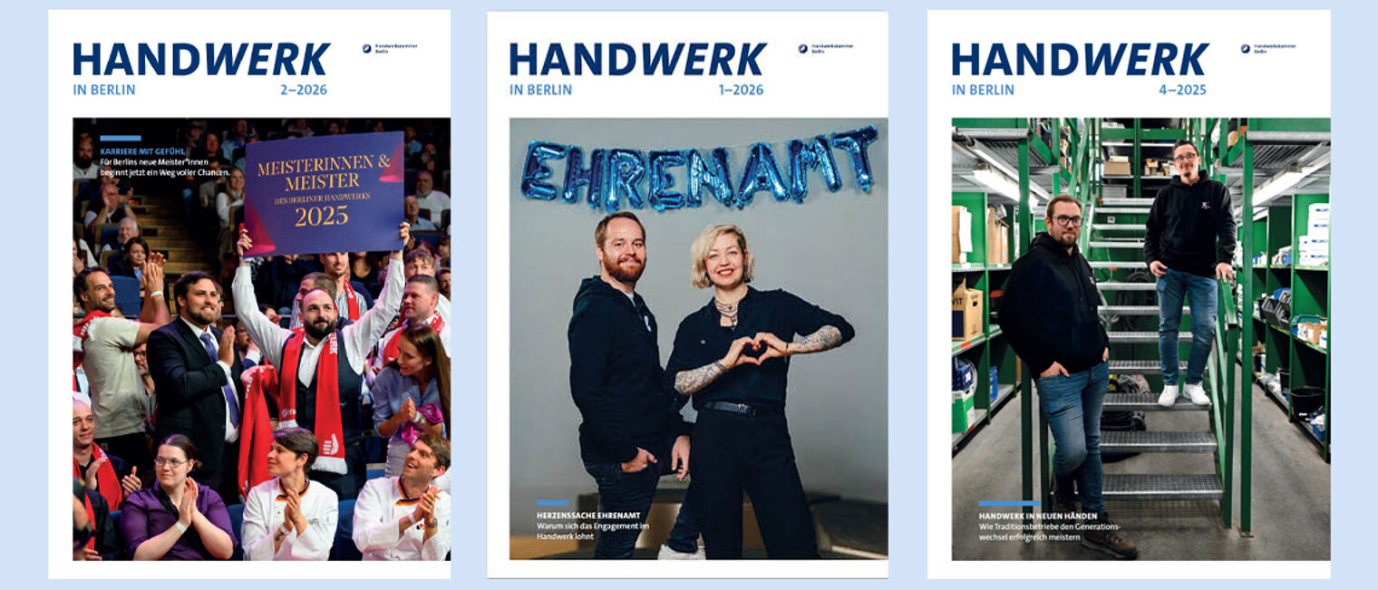 Titelbilder der Ausgaben des Magazins HANDWERK IN BERLIN