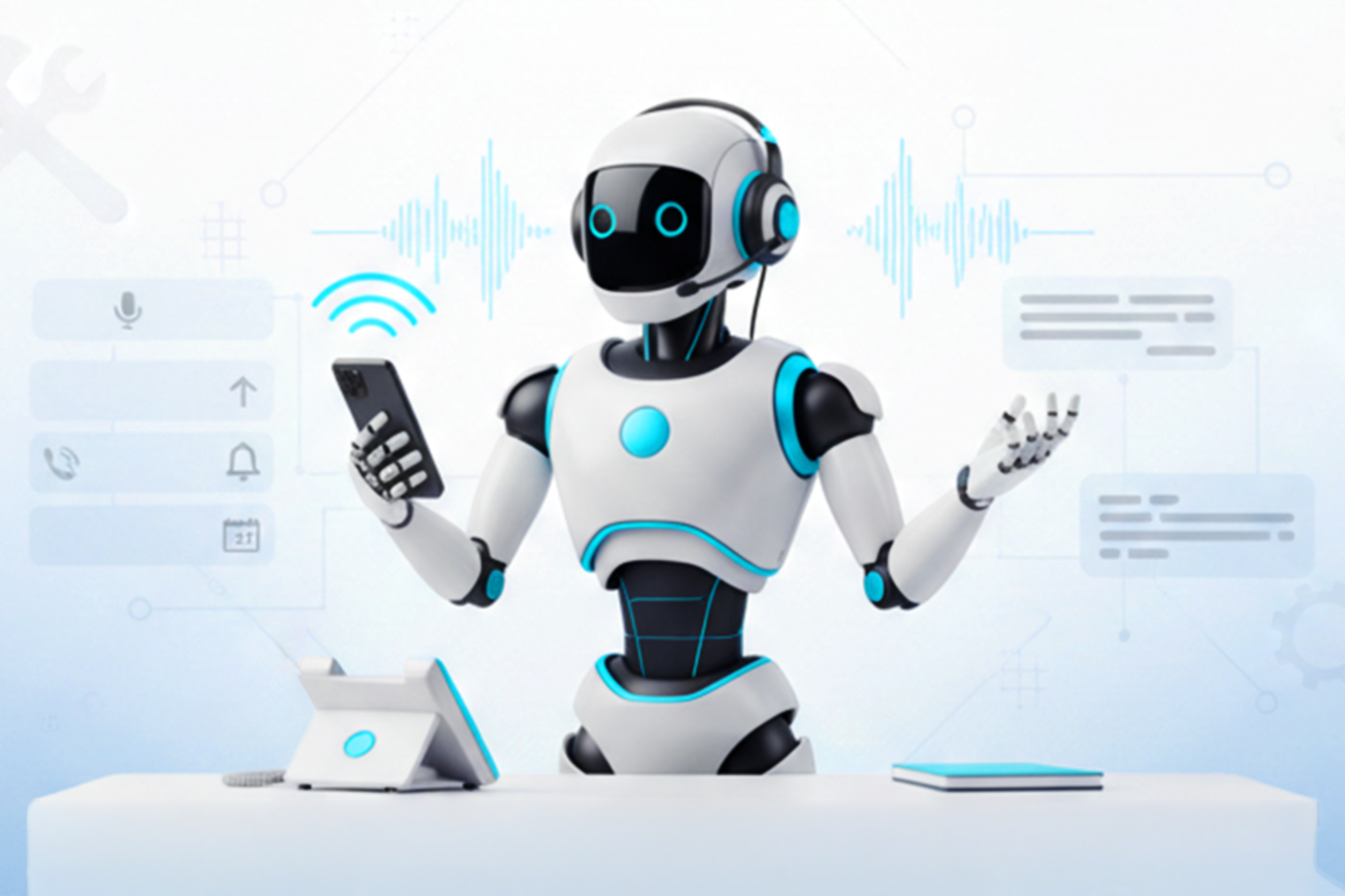 KI-Telefonassistent mit Handy in dre Hand KI-generiert | Gemini 2.5 | 2026