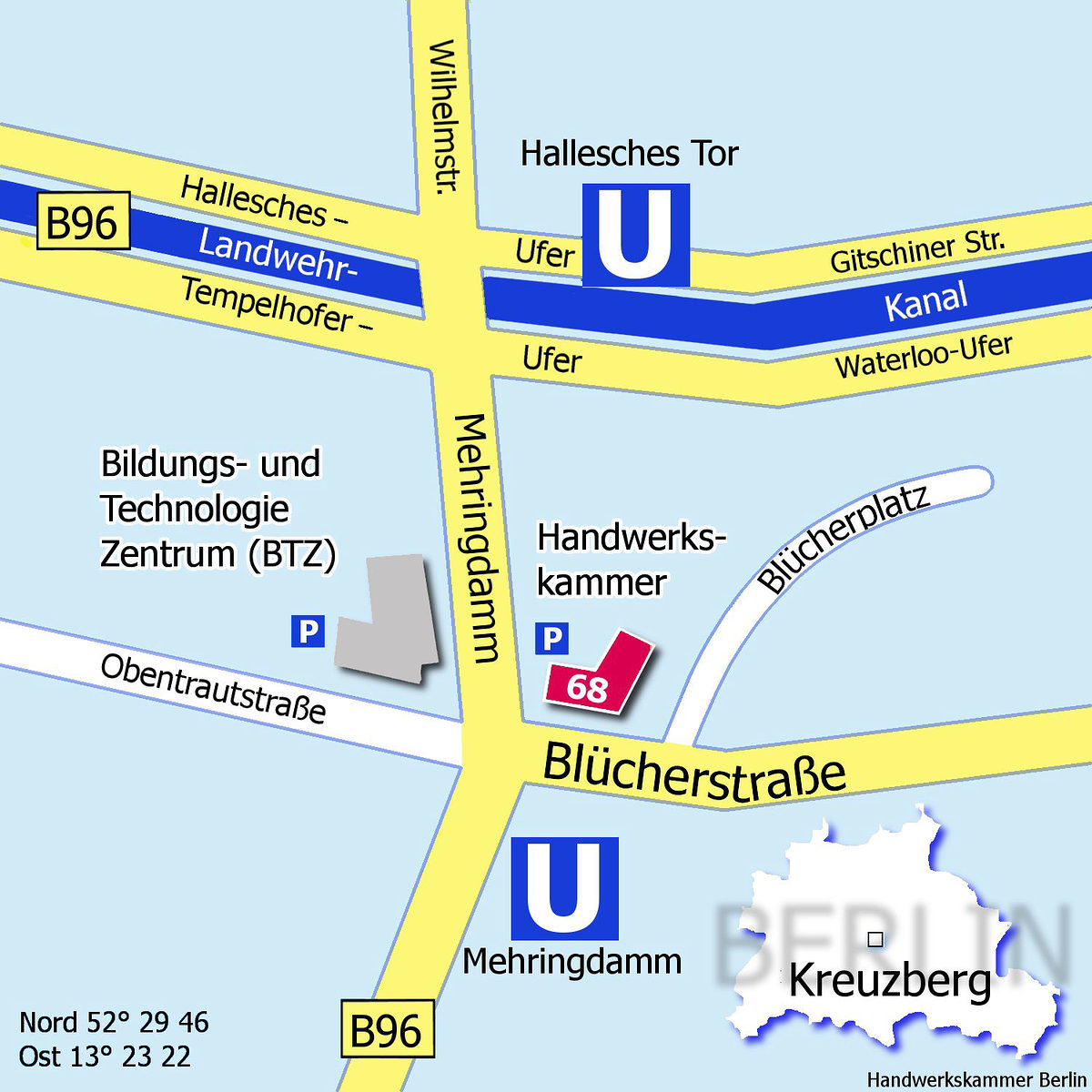 Lageplan Handwerkskammer Berlin Kreuzberg