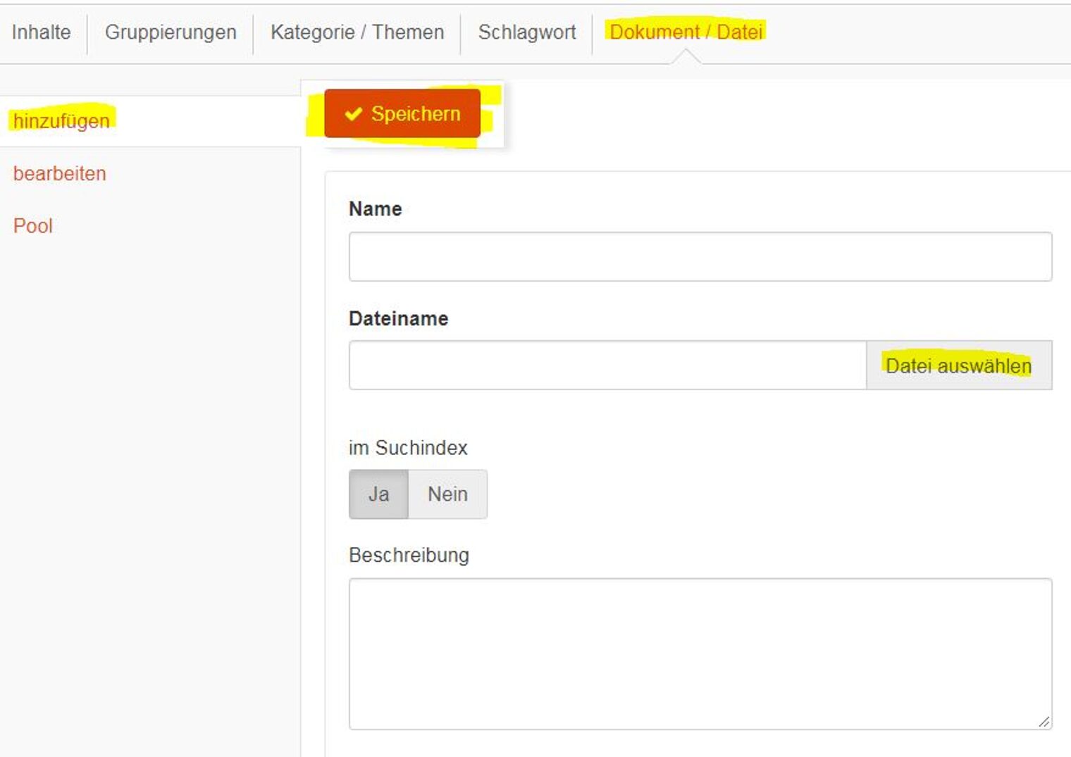 Screenshot: Dateiverwaltung mit dem WCC