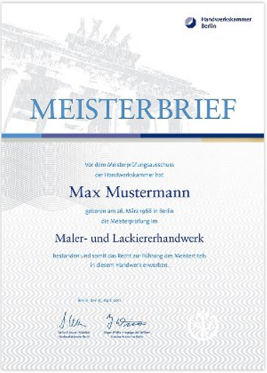 Meisterbrief, Schmuckblatt