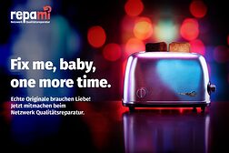 Toaster: Werbung für repami- Reparaturnetzwerk in Berlin