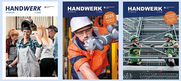 Titelbilder der Ausgaben des Magazins HANDWERK IN BERLIN 