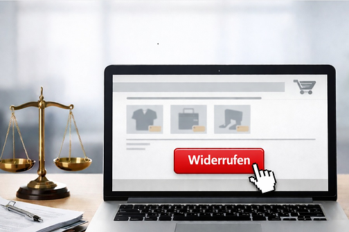 Rechner mit Widerrufsbutton auf dem Bildschirm